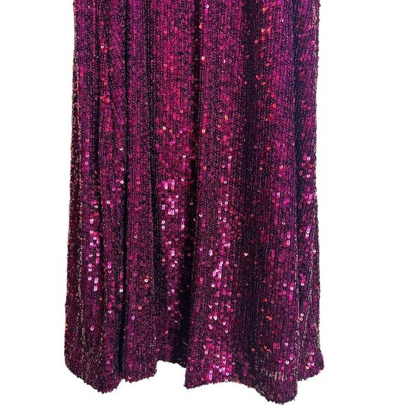 The Limited Burgundy Wine Sequin Halter Neck Mini Dress Size XL - Picture 5 of 9
